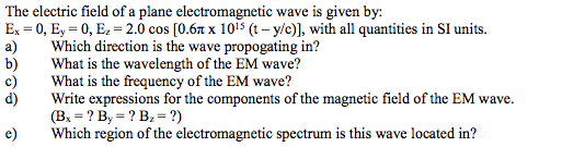 Solved The electric field of a plane electromagnetic wave is | Chegg.com