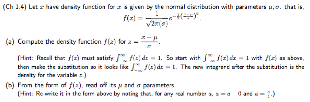 Solved (Ch 1.4) Let x have density function for x is given | Chegg.com
