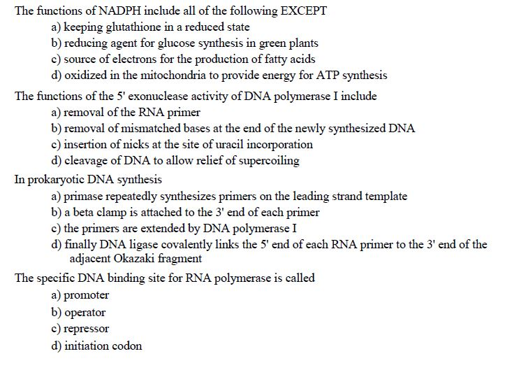 The Functions Of Nadph Include All Of The Following 