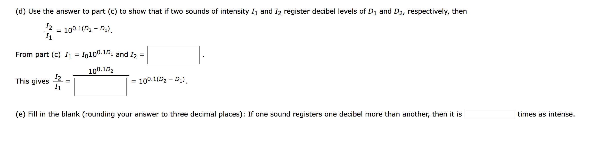 Solved The loudness of a sound Is measured In decibels. The | Chegg.com