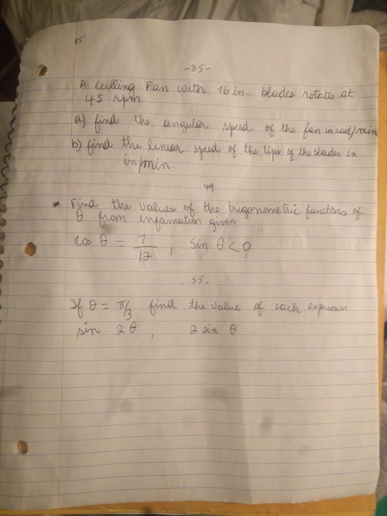 Solved A ceiling Fan with 16 in. blades rotates at 45 rpm