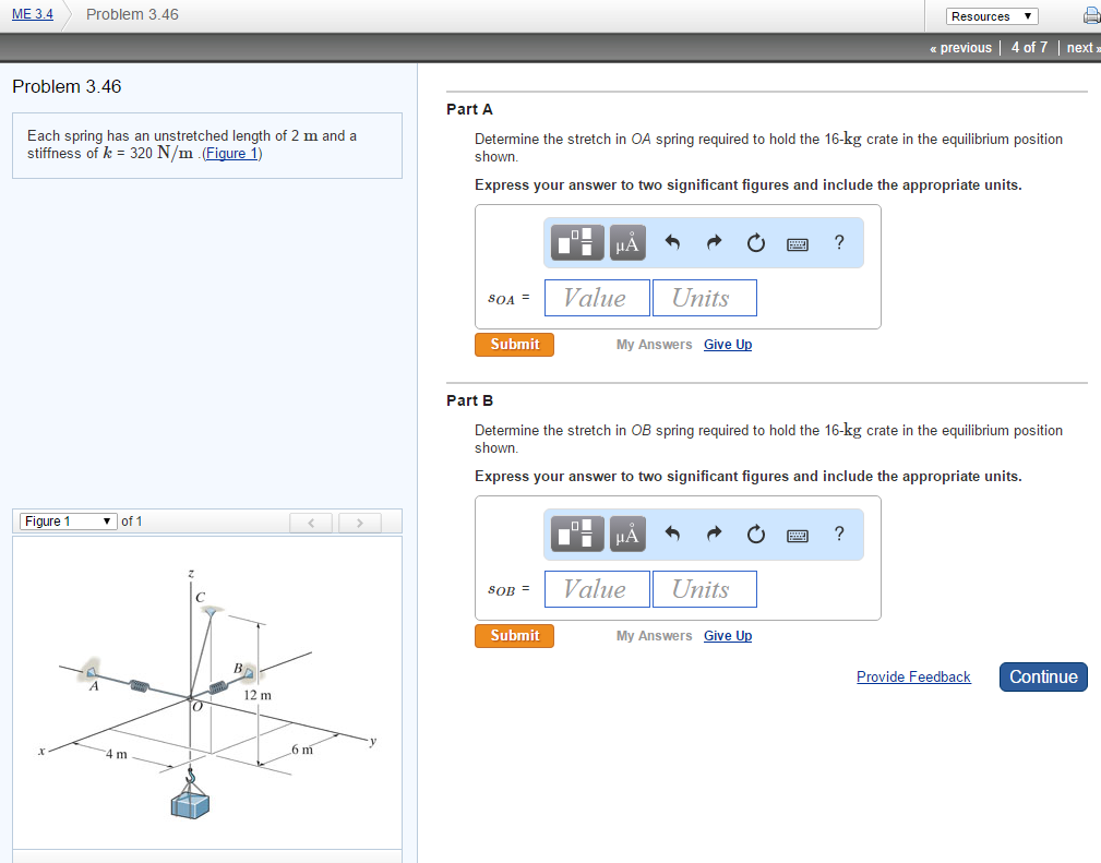 Solved Each spring has an unscratched length of 2 m and a | Chegg.com