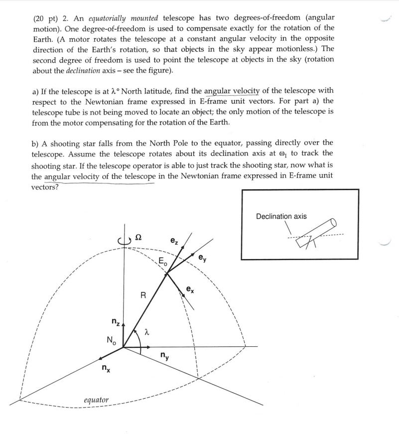 Solved An equatorially mounted telescope has two | Chegg.com