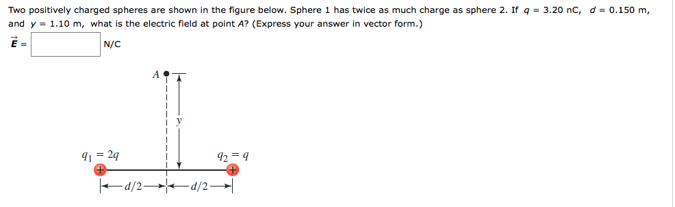 Solved Two positively charged spheres are shown in the | Chegg.com