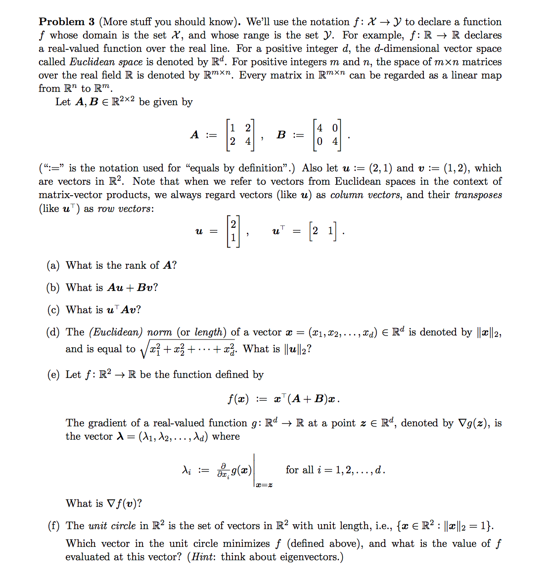 Solved Let F : R2 ? R Be The Function Defined By F(x) := | Chegg.com