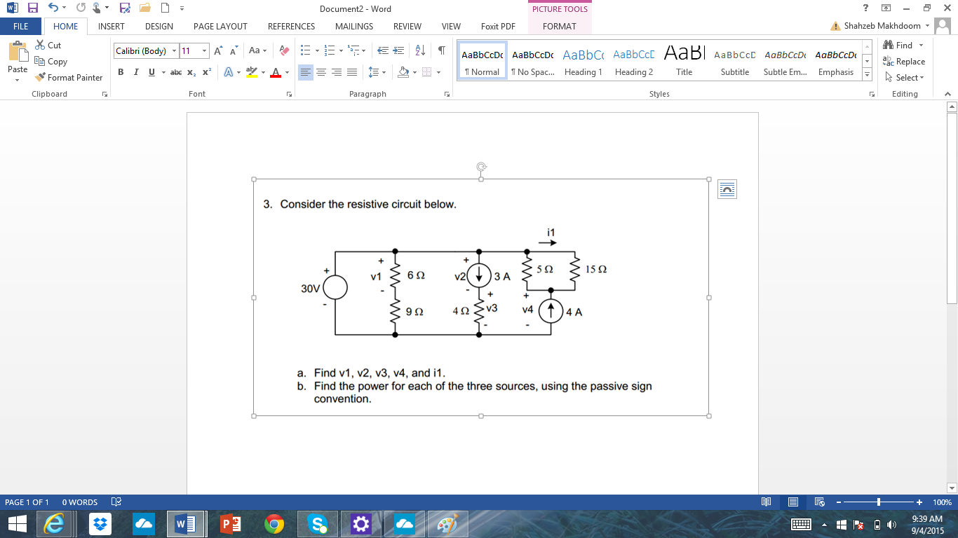 Solved 3. Consider The Resistive Circuit Below. A. Find V1, | Chegg.com