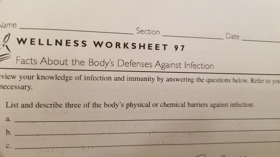 ame Section Date WELLNESS wORKSHEET 9 7 Facts About | Chegg.com