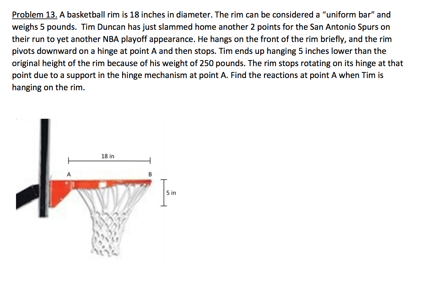 A Basketball Rim Is 18 Inches In Diameter The Rim Chegg