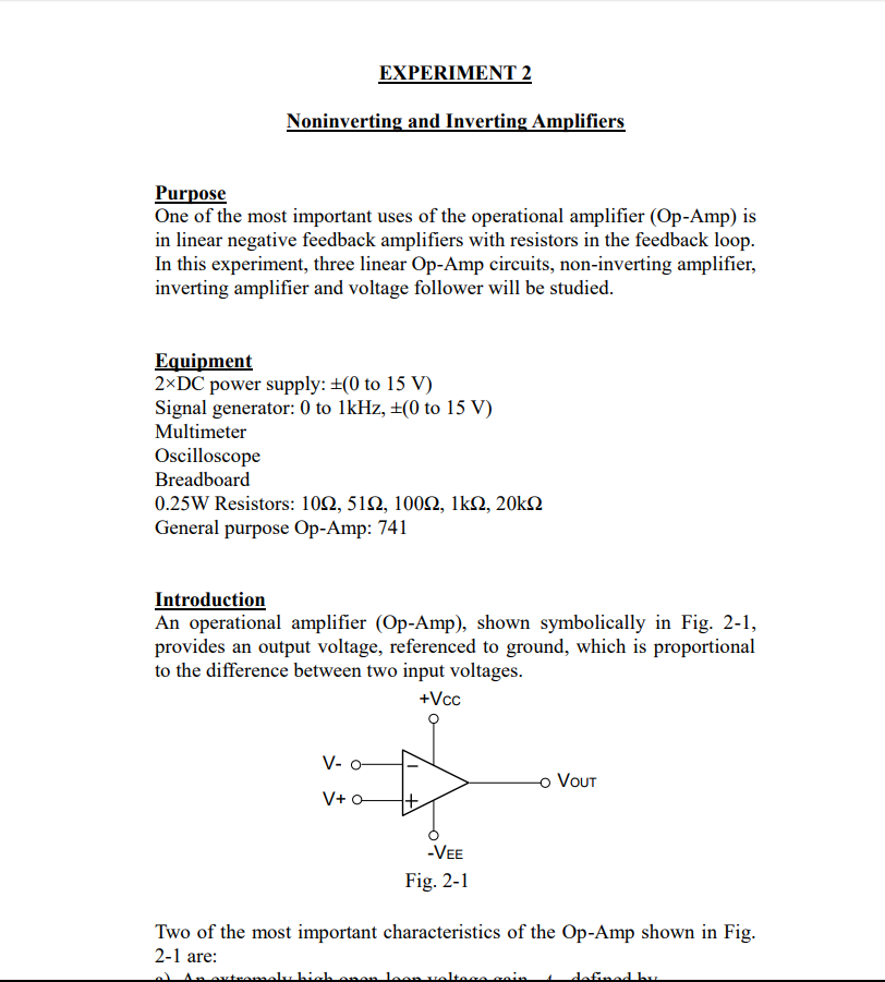 inverting and non inverting amplifier lab experiment