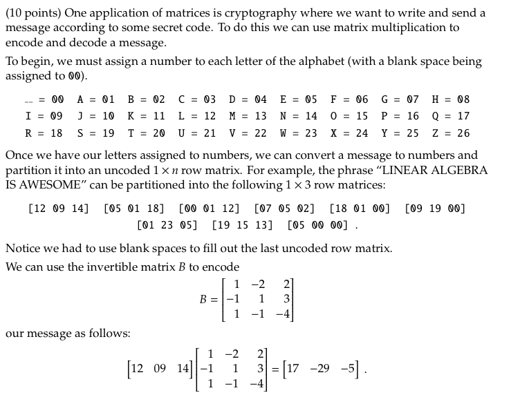 cryptography and linear algebra