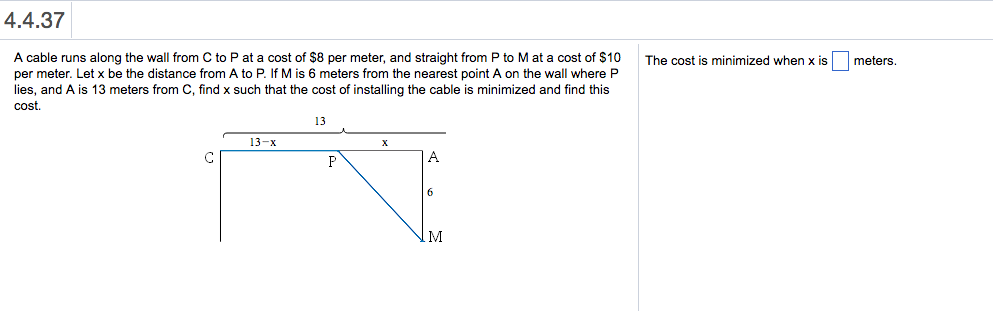 Solved A cable runs along the wall from C to P at a cost of