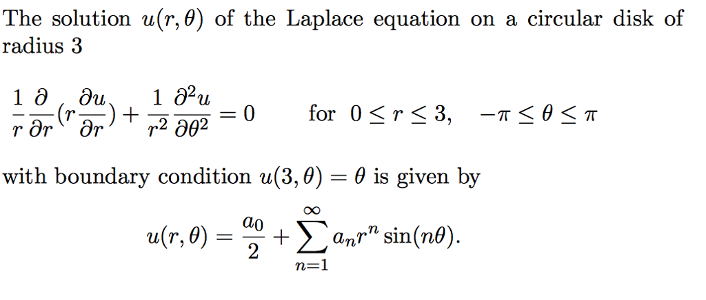 Solved The Solution Ur 0 Of The Laplace Equation On A 8814