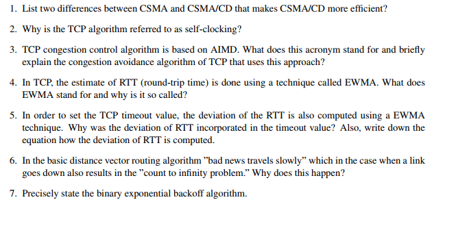 Solved 1. List two differences between CSMA and CSMA/CD that | Chegg.com