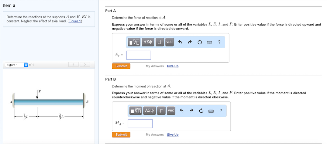 Solved Part A Determine the force of reaction at A. Express | Chegg.com