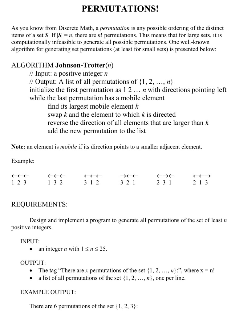 Solved PERMUTATIONS! As you know from Discrete Math, a | Chegg.com