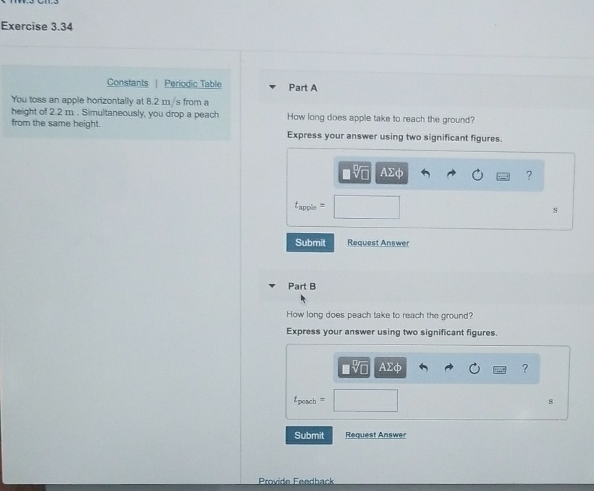 Solved Exercise 3 34 PartA You Toss An Apple Horizontally At Chegg
