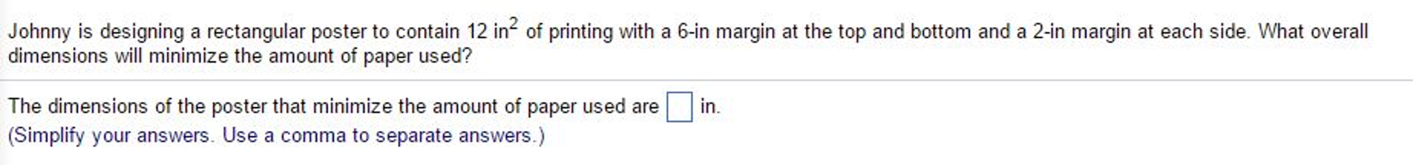 Solved Johnny is designing a rectangular poster to contain | Chegg.com
