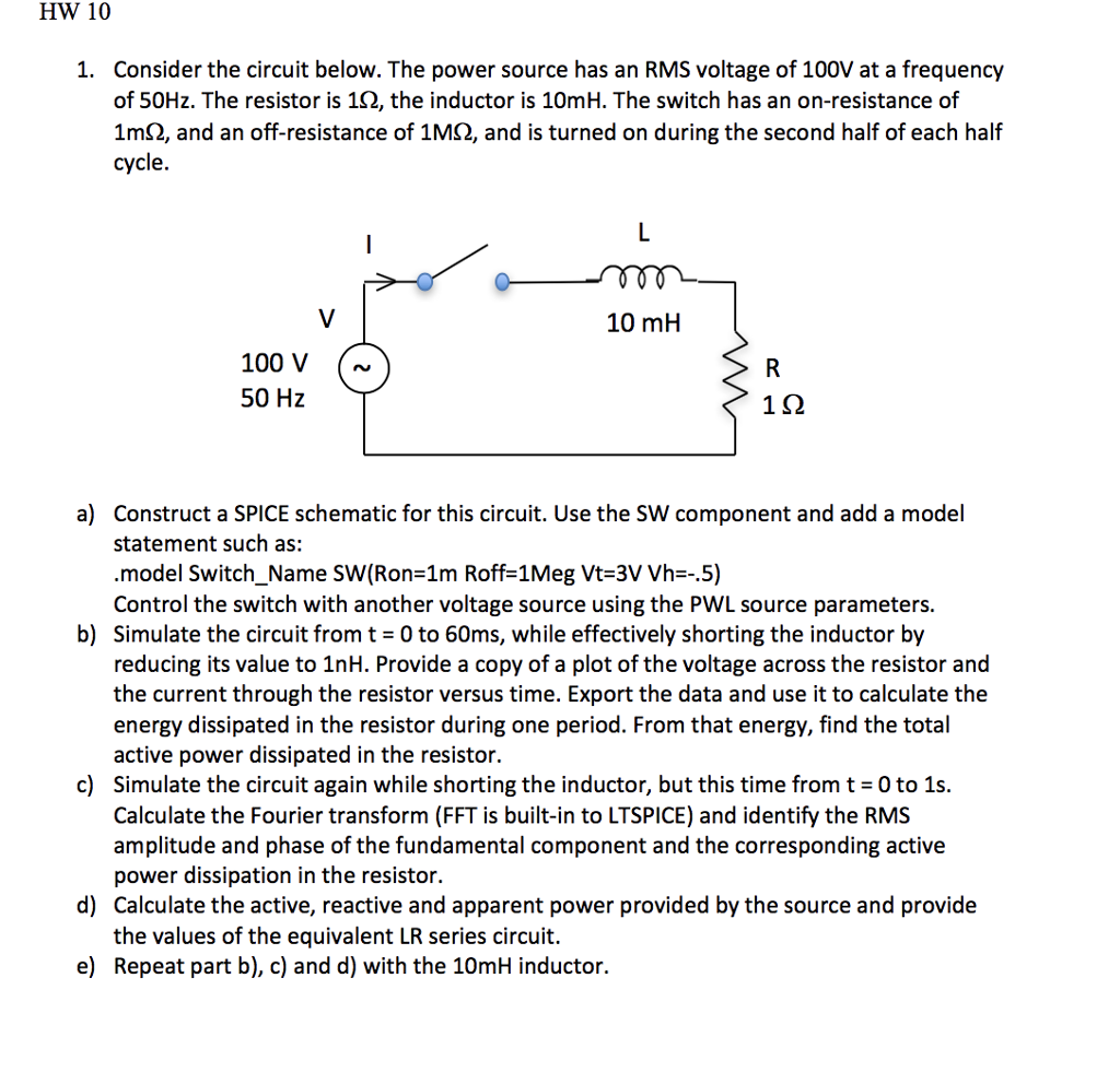 HW 10 Consider the circuit below. The power source | Chegg.com