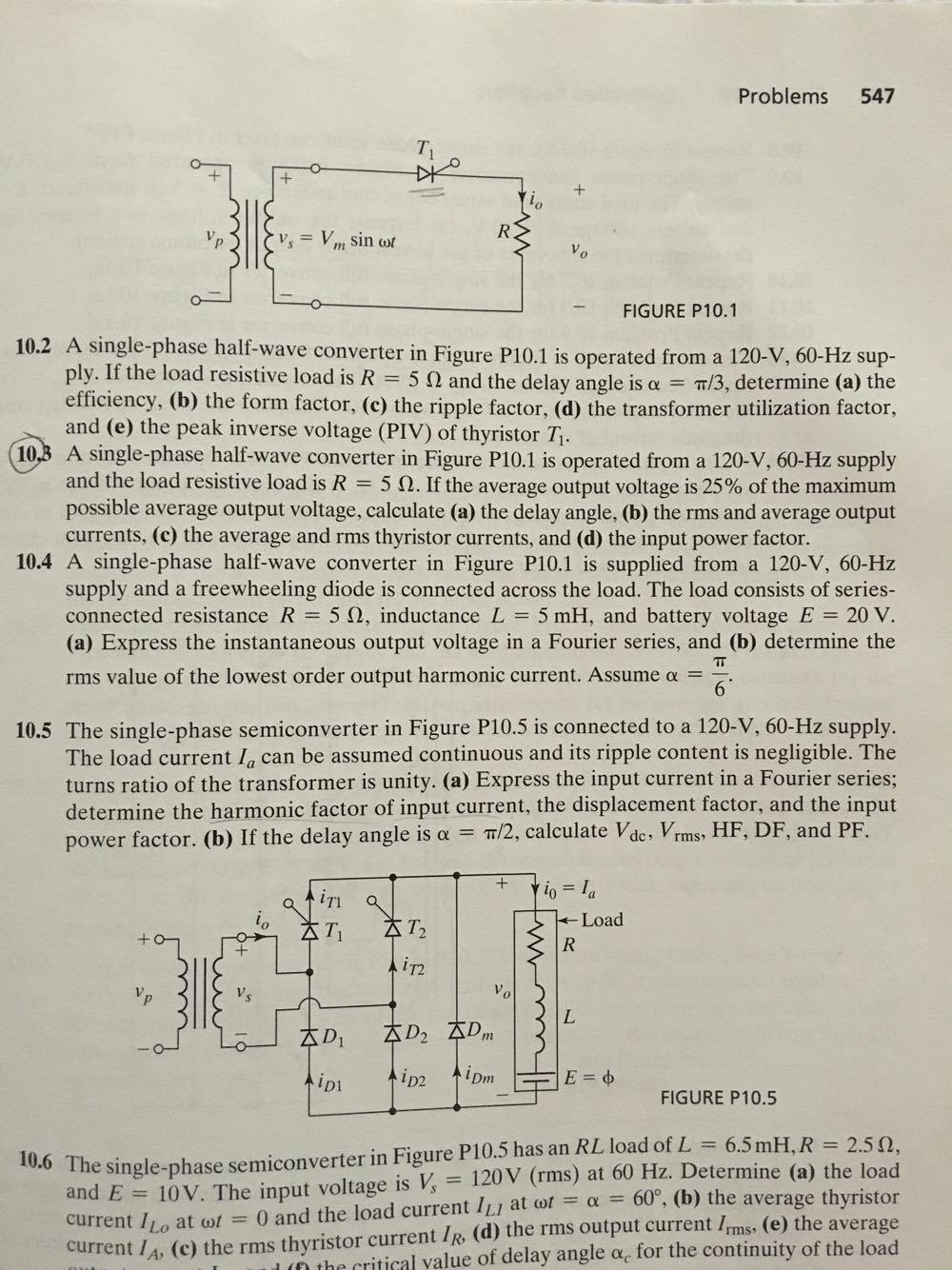 Solved A single-phase half-wave converter in Figure P10.1 | Chegg.com