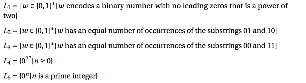 Solved L! = { w ε {0,1 } *lw encodes a binary number with no | Chegg.com