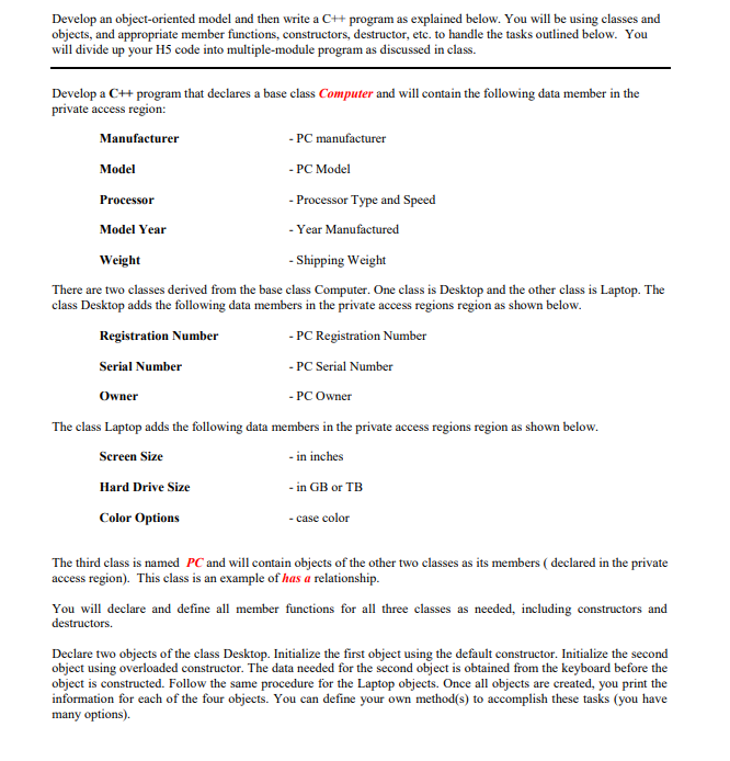 Solved Develop an object-oriented model and then write a C++ | Chegg.com