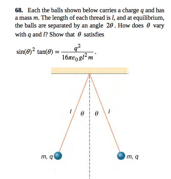 Solved Each the balls shown below carries a charge q and has