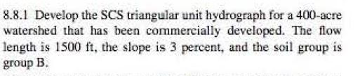 Solved Develop the SCS triangular unit hydrograph for a | Chegg.com