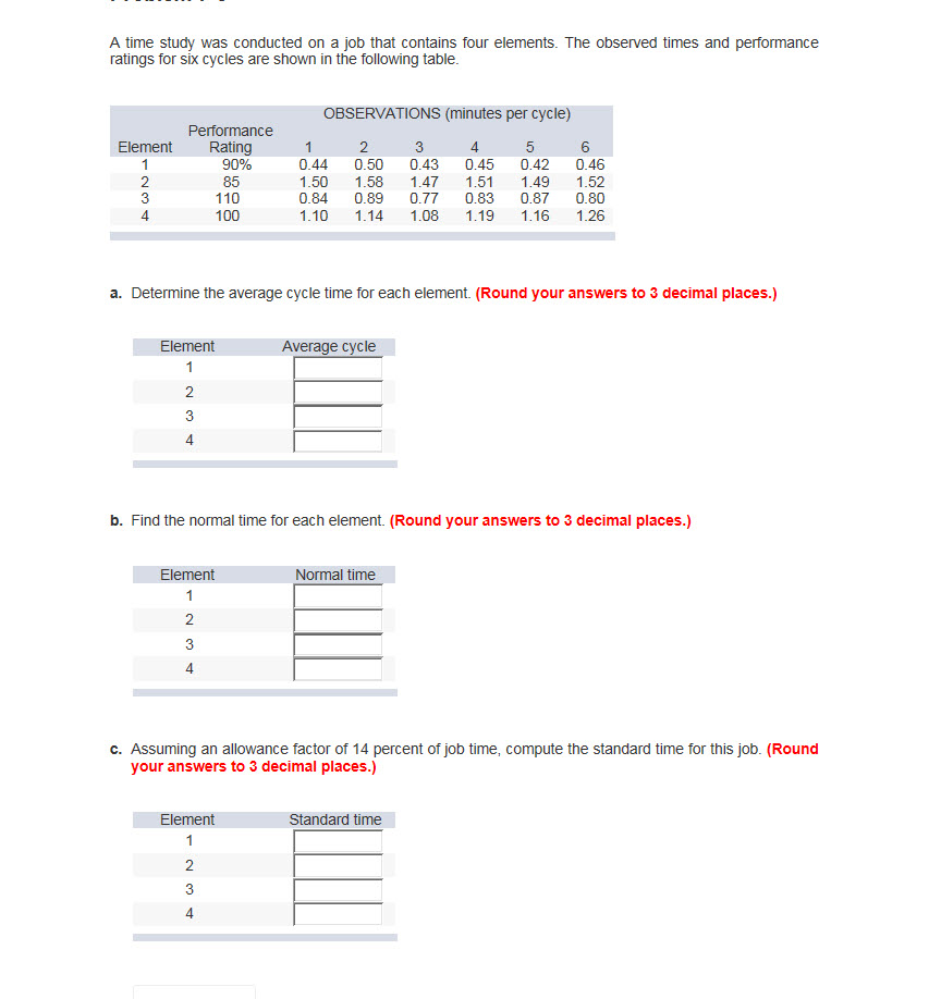 Solved A Time Study Was Conducted On A Job That Contains Chegg Solved A Time Study Was Conducted On A Job That Contains Chegg