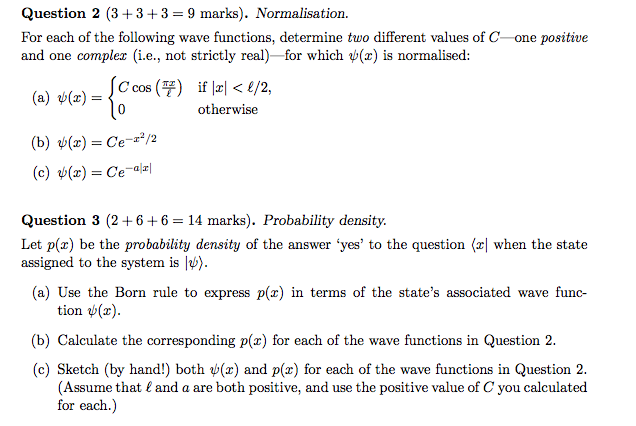 Solved For each of the following wave functions, determine | Chegg.com ...