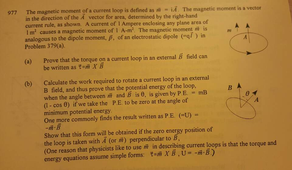 Solved The moment of a current loop is defined as m