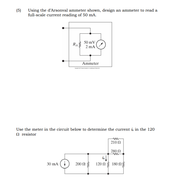 Solved (5) Using the d'Arsonval ammeter shown, design an | Chegg.com