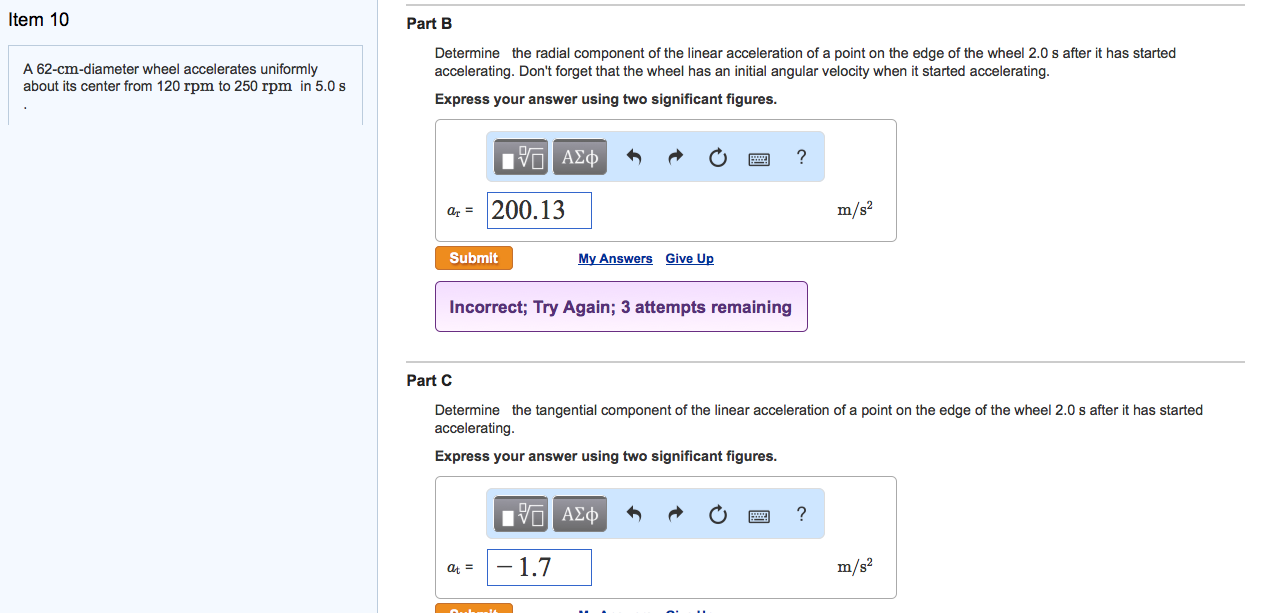 Solved Item 10 A 62 Cm Diameter Wheel Accelerates Uniformly