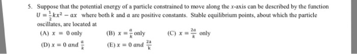 Solved Suppose that the potential energy of a particle | Chegg.com