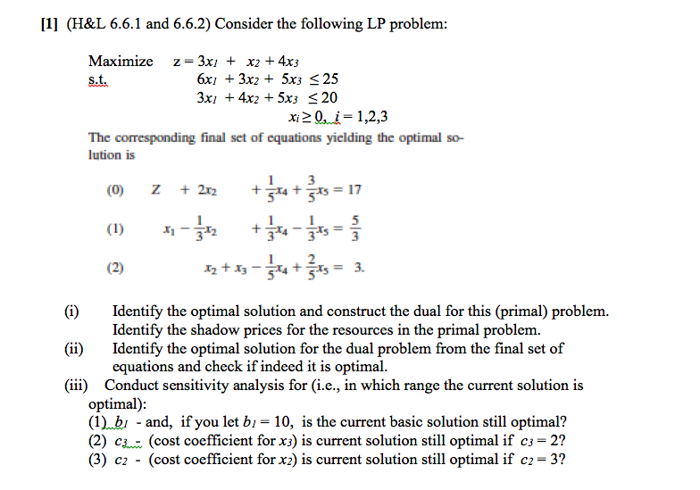 Solved Consider the following LP problem: Maximize z = 3x_1 | Chegg.com