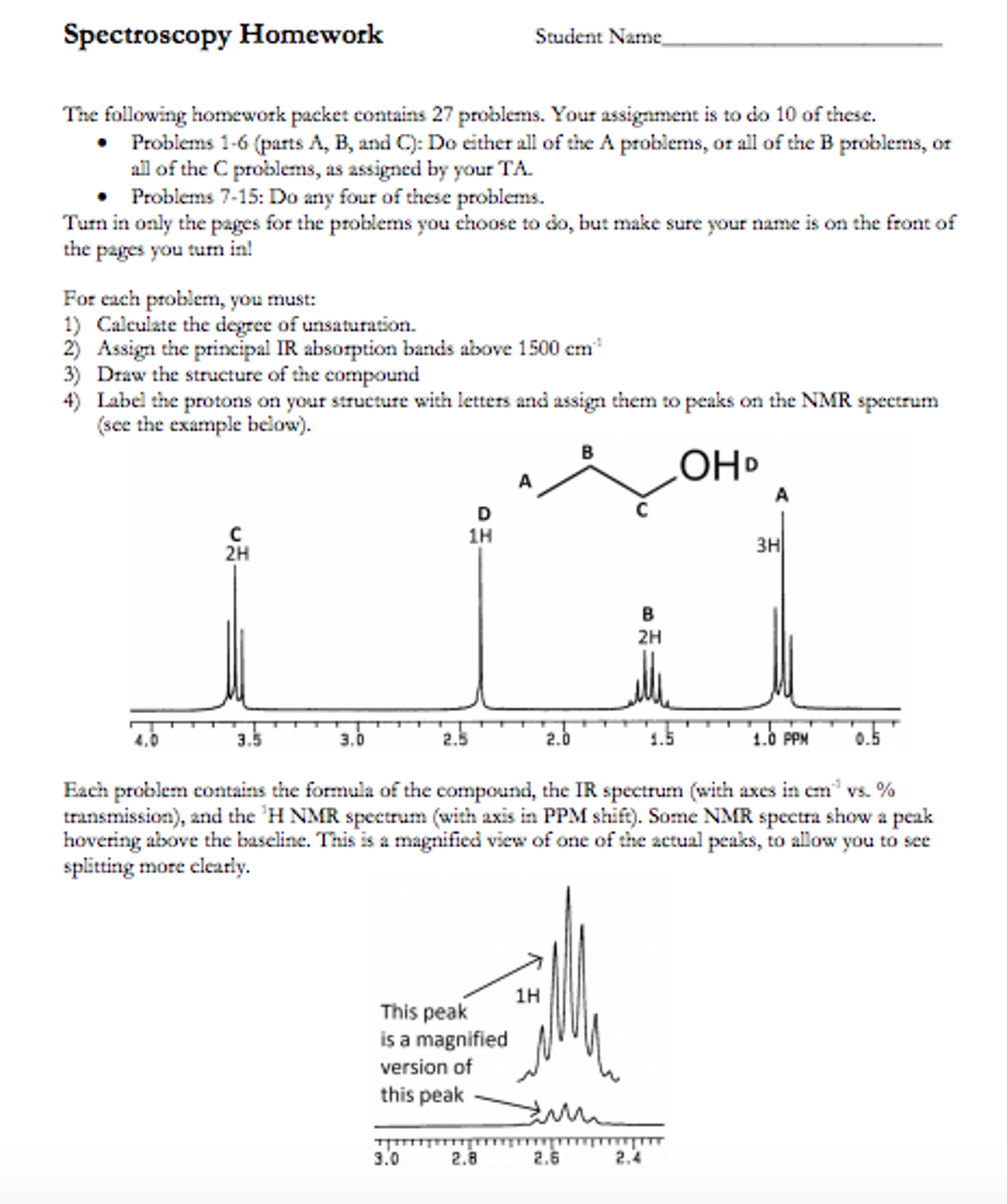 Spectroscopy Homework Student Name The Following | Chegg.com