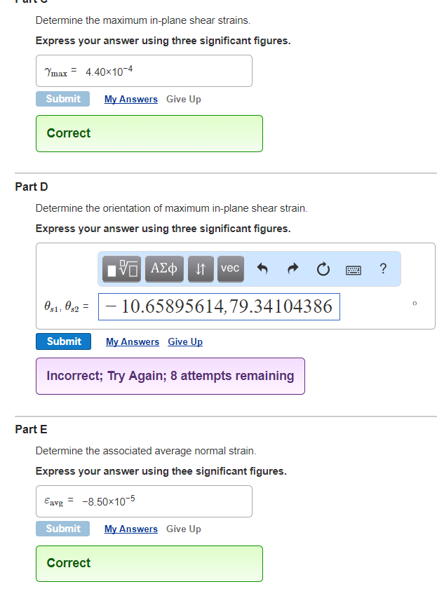 Solved Problem 10.16 Part A The state of strain on an | Chegg.com