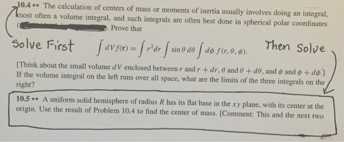 Solved The calculation of centers of mass or moments of | Chegg.com