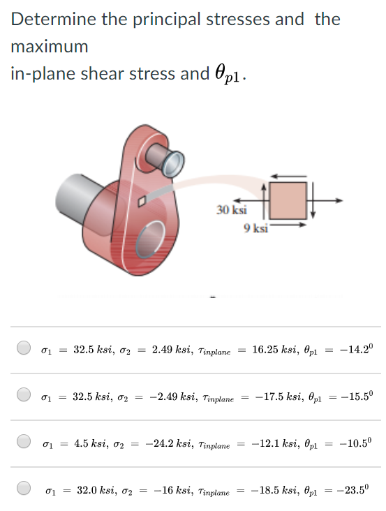 Solved Determine The Principal Stresses And The Maximum Chegg Solved Determine The Principal Stresses And The Maximum Chegg