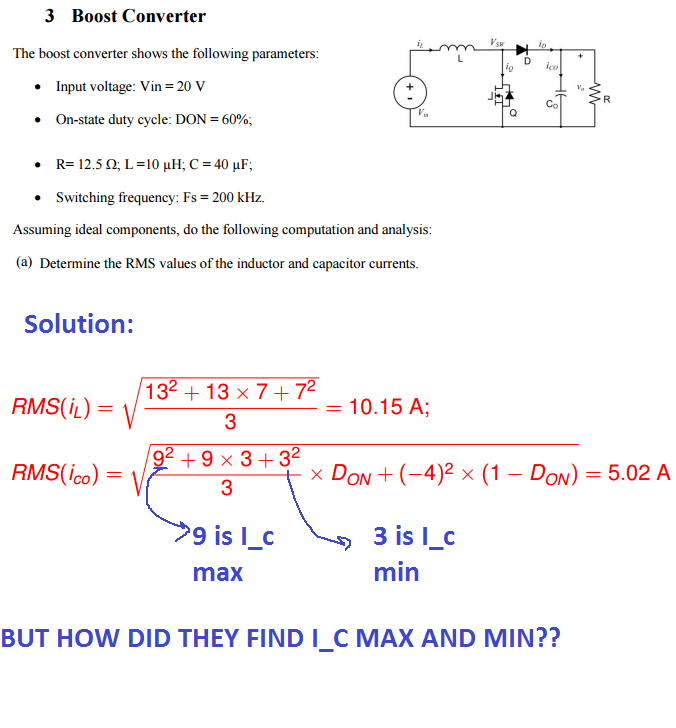 Solved The boost converter shows the following parameters