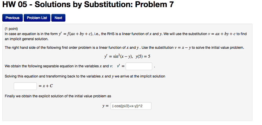 Solved In case an equation is in the form y'=f(ax+by+c), | Chegg.com