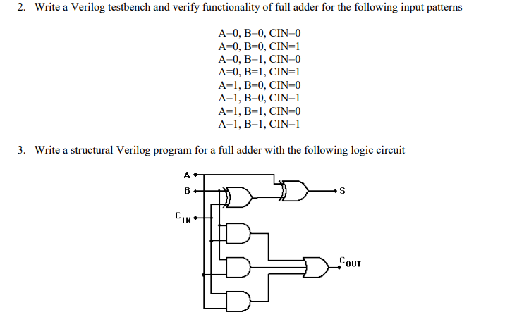 Solved 2. Write a Verilog testbench and verify functionality | Chegg.com