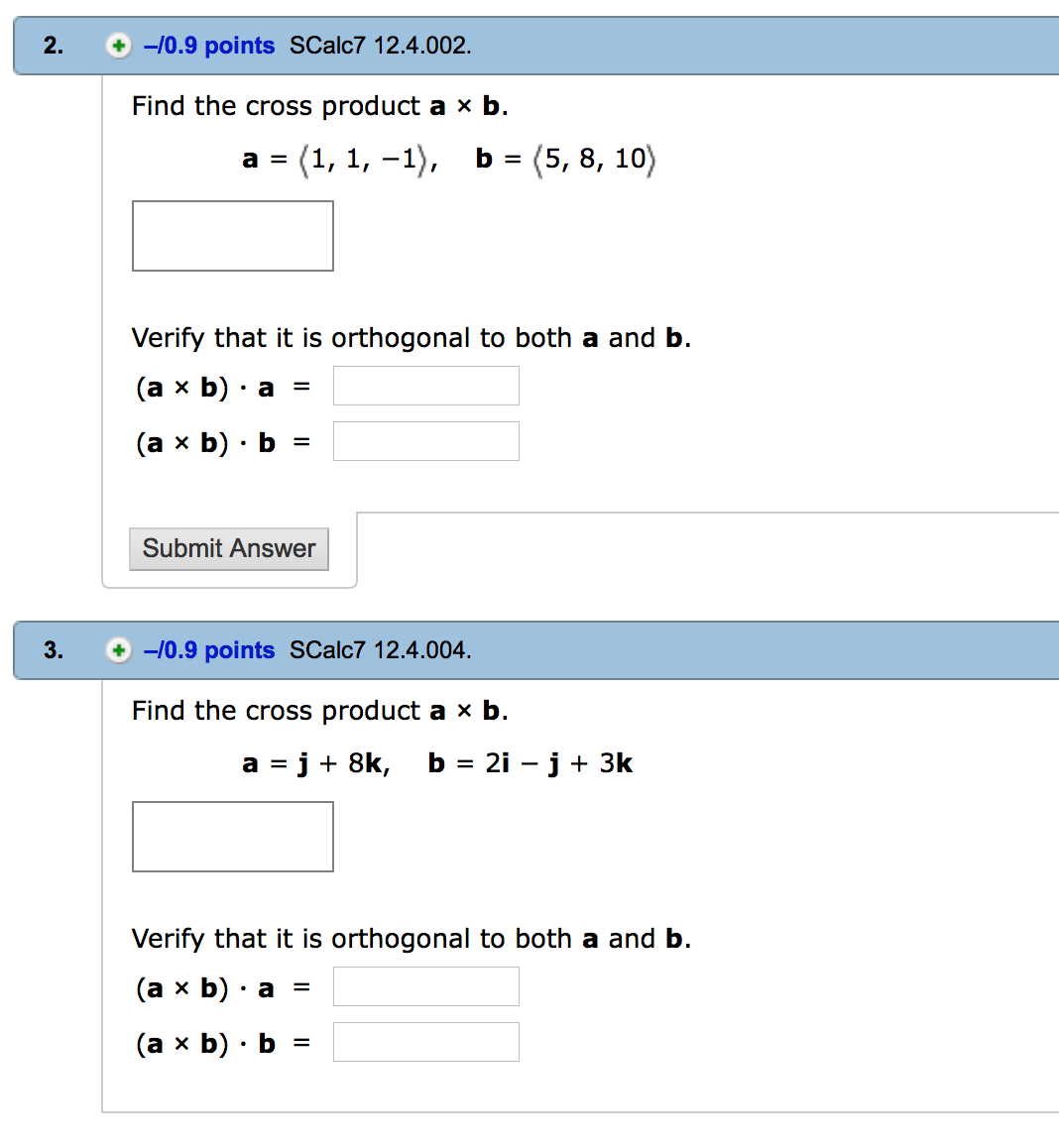 Solved Find The Cross Product A Times B. A = (1, 1, -1), B | Chegg.com