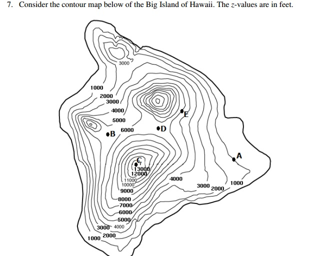 Consider The Contour Map Below Of The Big Island Of Chegg