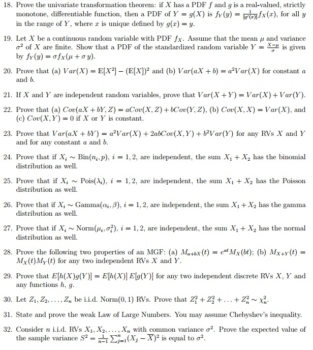 18. Prove the univariate transformation theorem: if X | Chegg.com