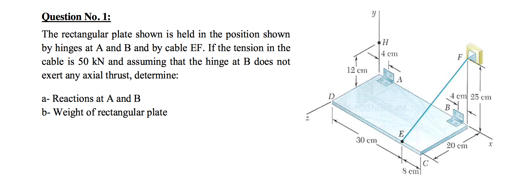 Solved The rectangular plate shown is held in the position | Chegg.com