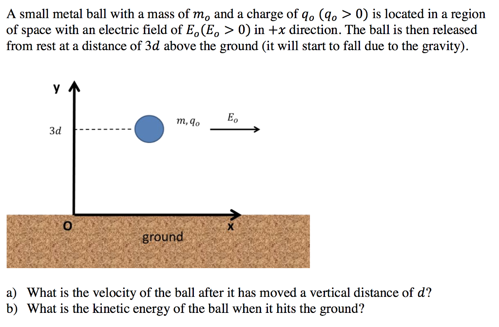 Solved A small metal ball with a mass of m_0 and a charge of