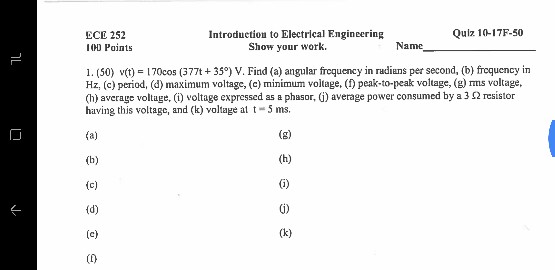 Solved Introduction to Electrical Engineering Quiz 10-17F-50 | Chegg.com