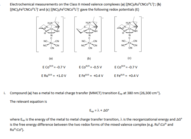 Solved Electrochemical measurements on the Class Il mixed | Chegg.com