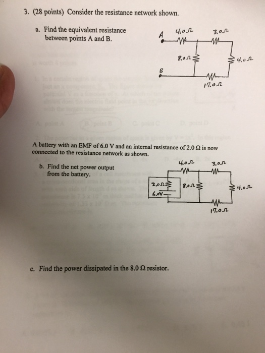 Solved Consider the resistance network shown. Find the
