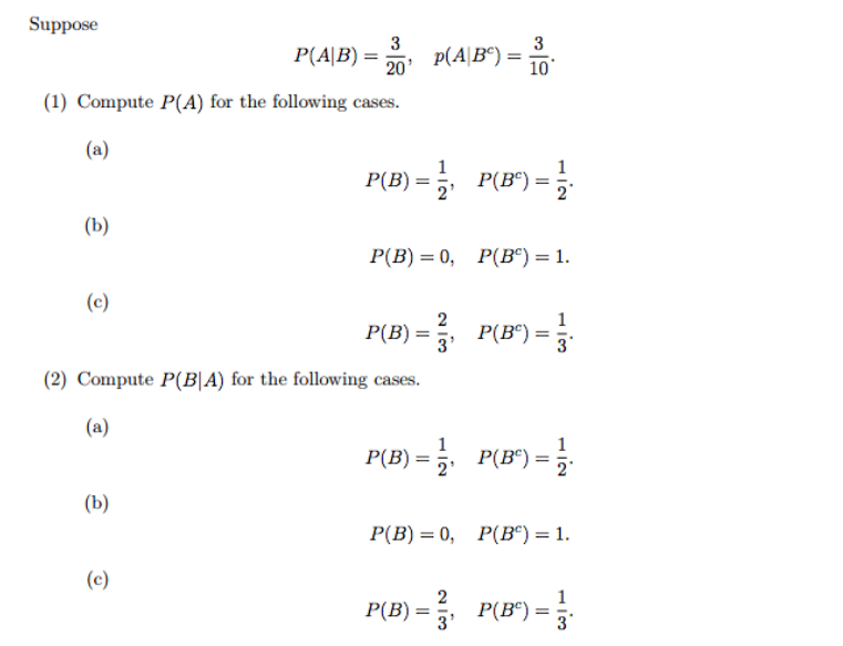 Solved Suppose P A B 3 20 P A B C 3 10. Compute Chegg